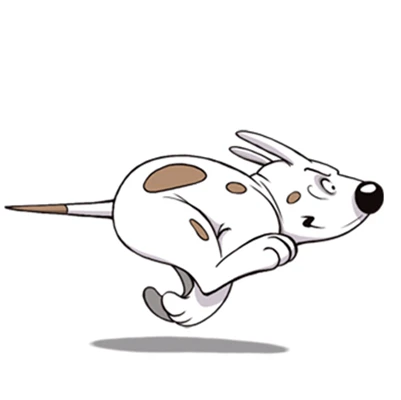 Home 6 Comic-Hund WikiDog rast. Darunter die Info, wie schnell du dich in der Hunde-App orientieren kannst.
